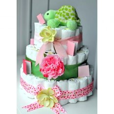 El mejor regalo para los papas y mamas de un recien nacido.la tarta de pañales baby shower incluye regalos de primera necesidad.